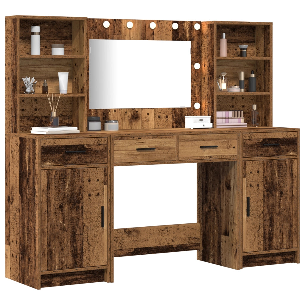 Set da Trucco in 3 Pezzi  in Legno Invecchiato