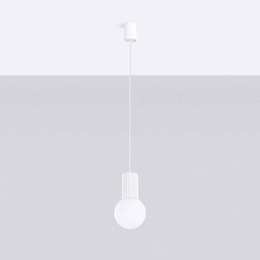 Lampada a sospensione moderna sfera vetro bianco G9 8W
