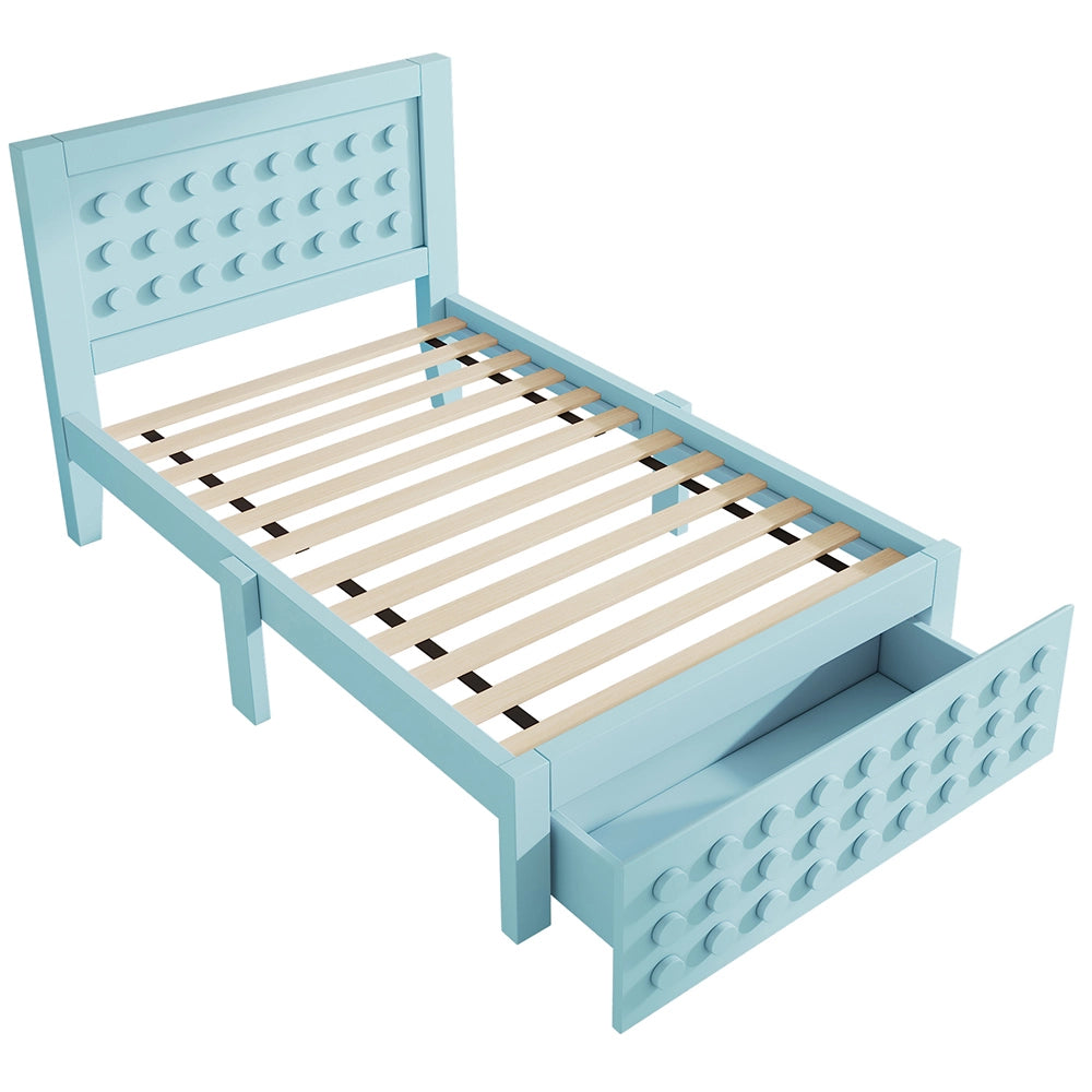 Letto bambino-Xylo-90x200 cm-design a blocchi, cassetti, contenitore, senza materasso