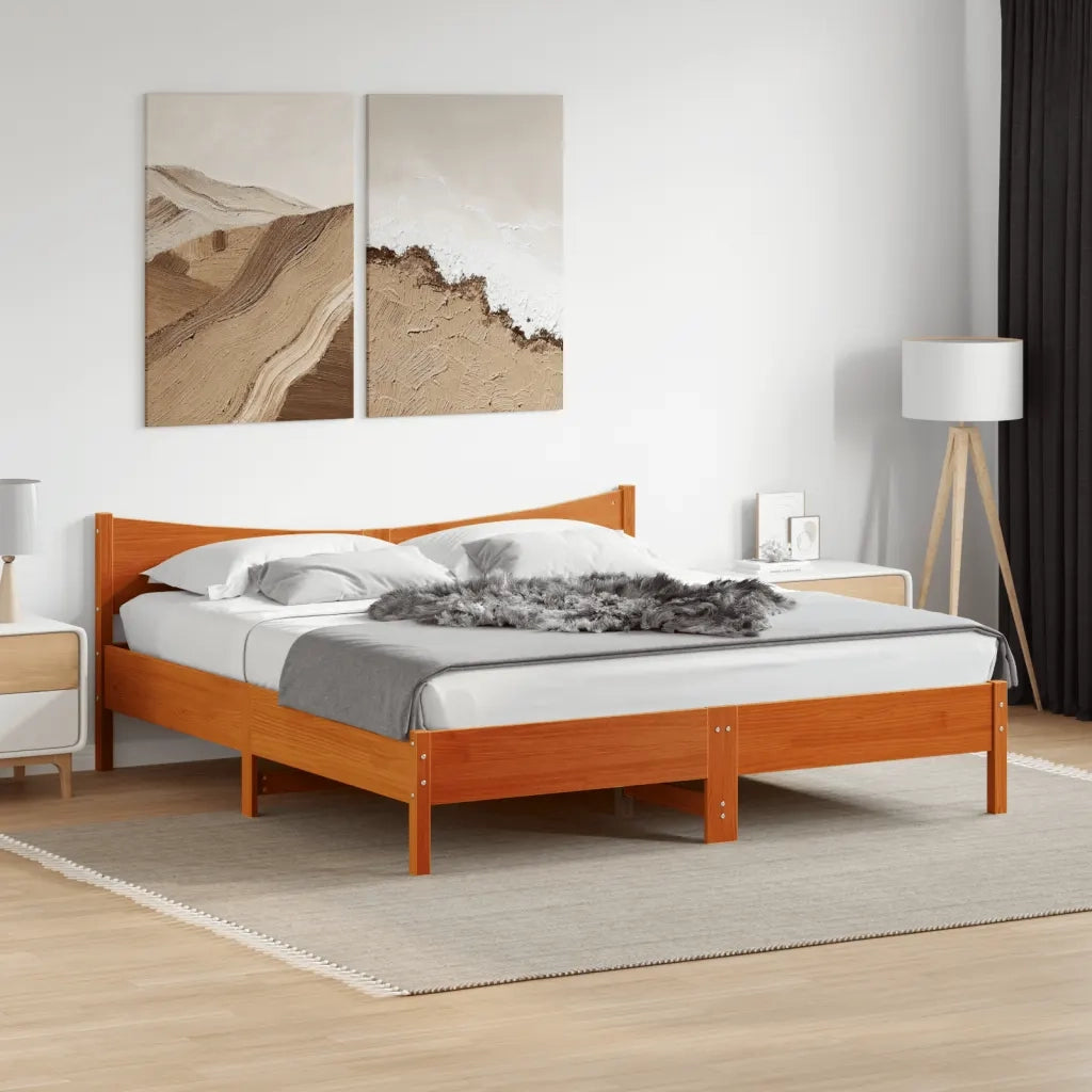 Giroletto senza Materasso Marrone Cera 180x200 cm Legno di Pino 3216362