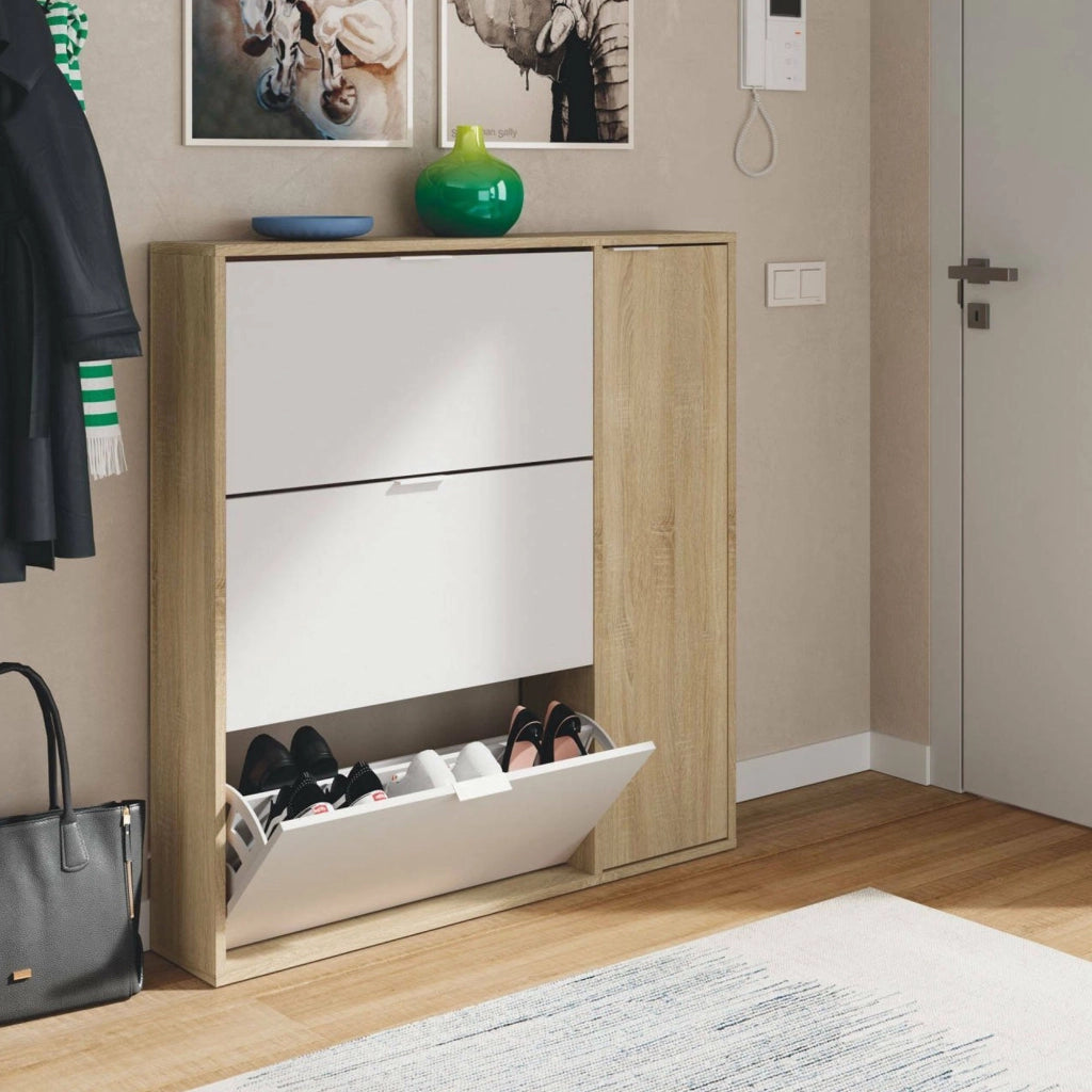 Mobile Portascarpe Ammour, Scarpiera 30 Paia, 106x22x115h cm Marrone Rovere