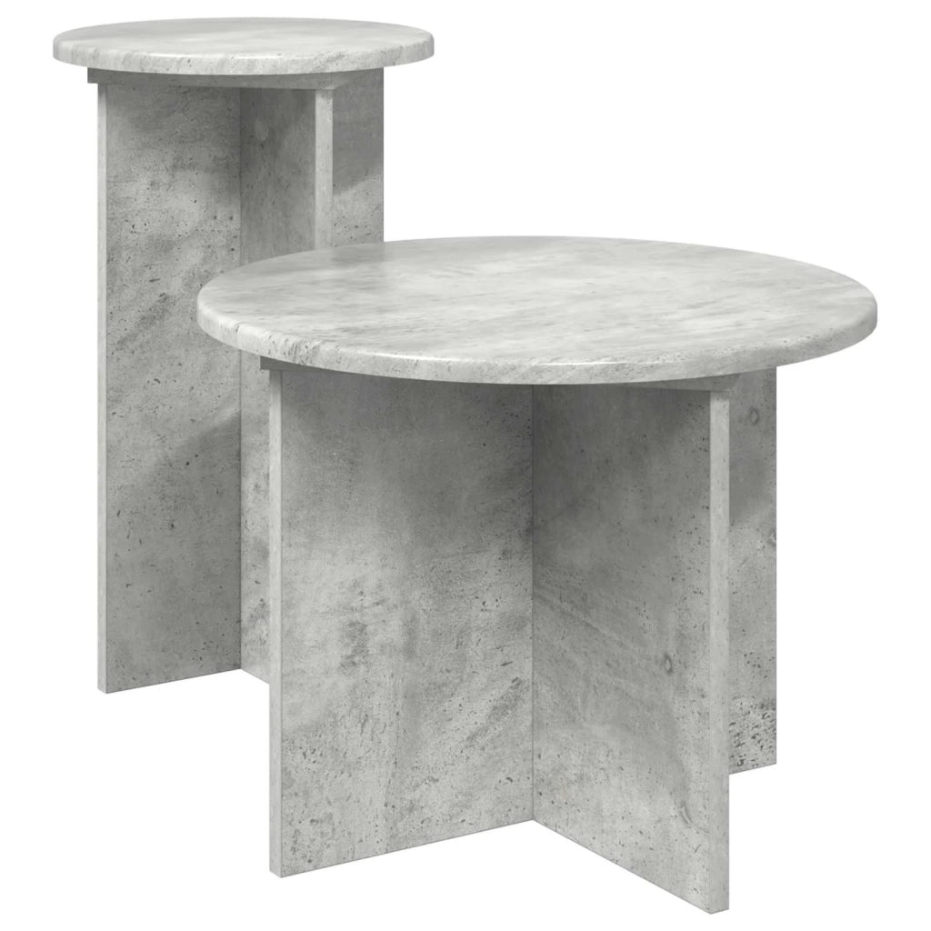 Set tavolini 2 pz Grigio Cemento Ø 45 x 35 cm 8001031