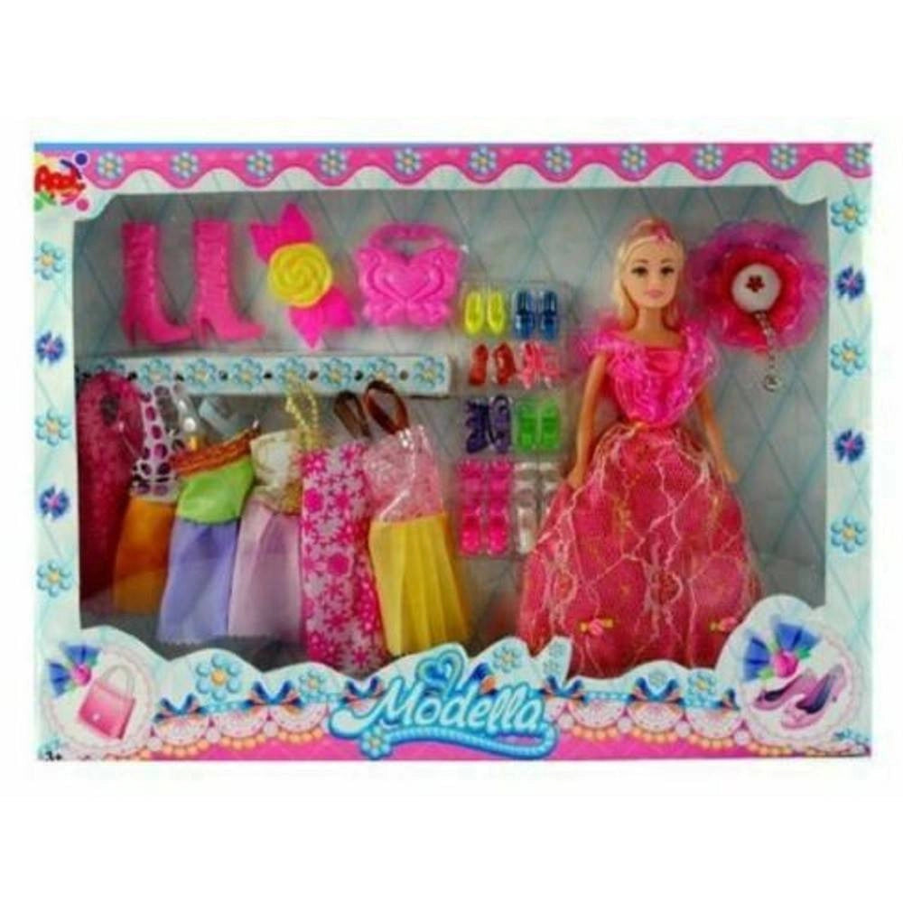 Trade Shop - Modella Set Bambola Con Accessori Moda Vestiti Scarpe Giocattolo Gioco Bambina -