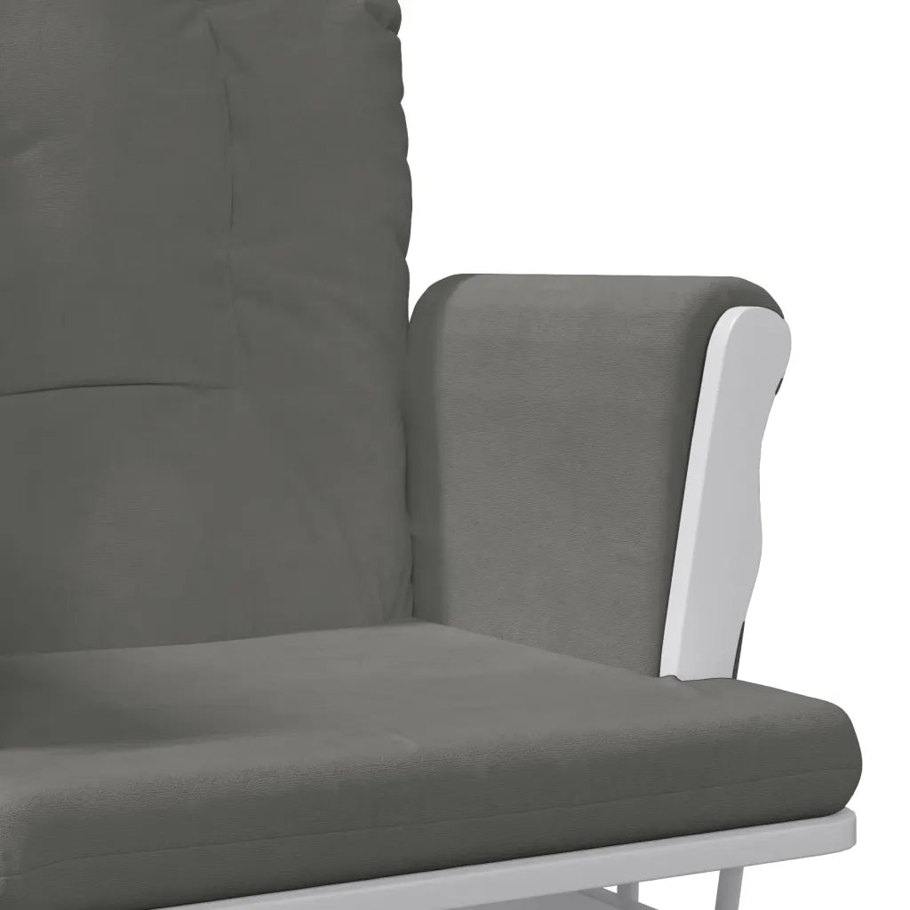 Poltrona | Sedia Relax Glider con Sgabello Grigio Scuro in Tessuto