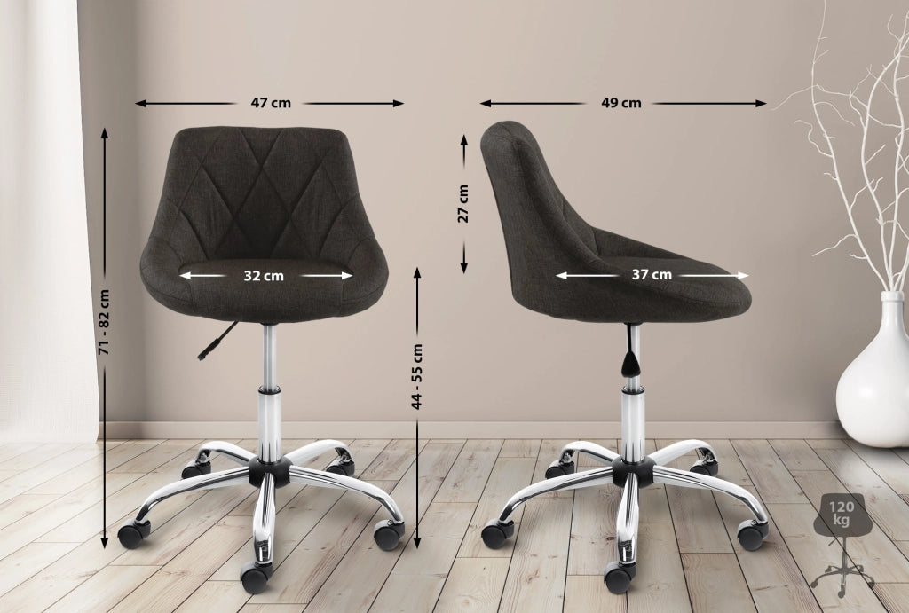 Sgabello da lavoro Lazio in similpelle grigio scuro,Tessuto