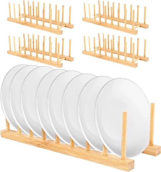 Afdruiprek in Legno con Supporto per Tavoli - 5 Pezzi - Multifunzionale - Legno - 34,5 x 12 x 10 cm