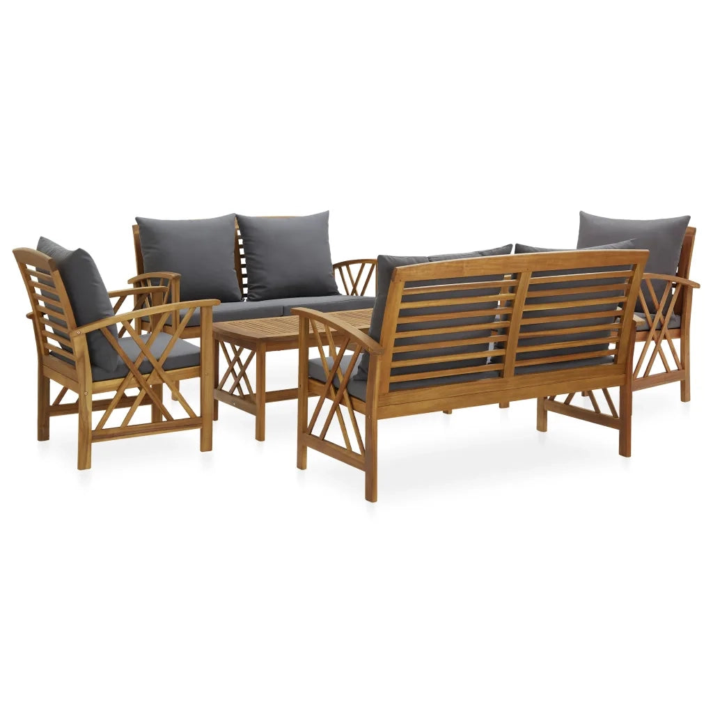 Set Divani da Giardino 5 pz con Cuscini in Massello di Acacia 3057993