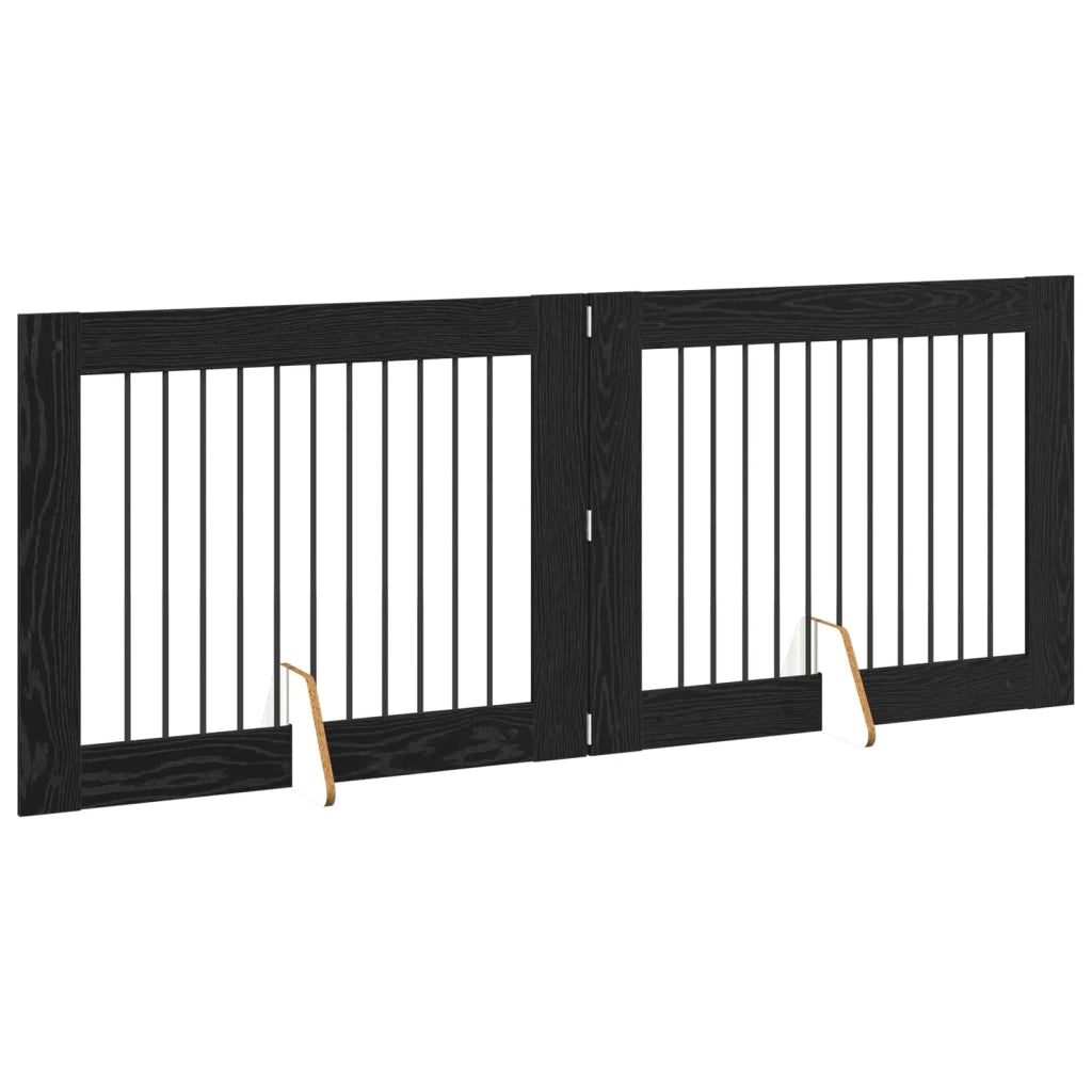 Cancello per cani con supporti 2 pz Rovere Nero 100 x 80 cm CFW8774167
