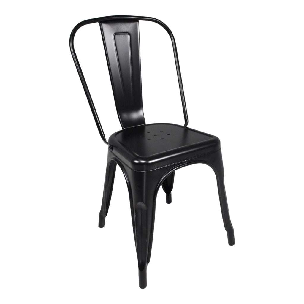Sedia industriale in metallo, sedia impilabile nera (2 pz.) - Maggie - SD10MAM