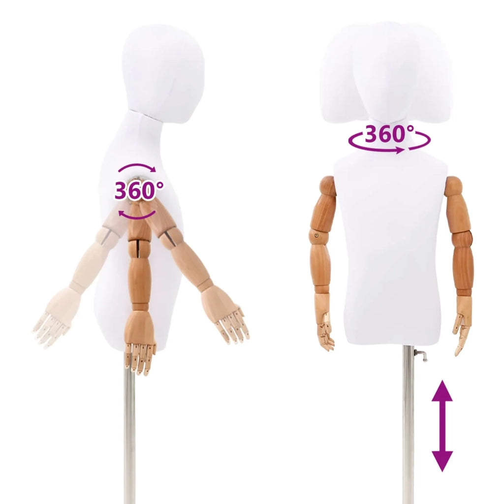 Manichino Regolabile 120-150 cm con Base Unisex PP Bianco 42041707