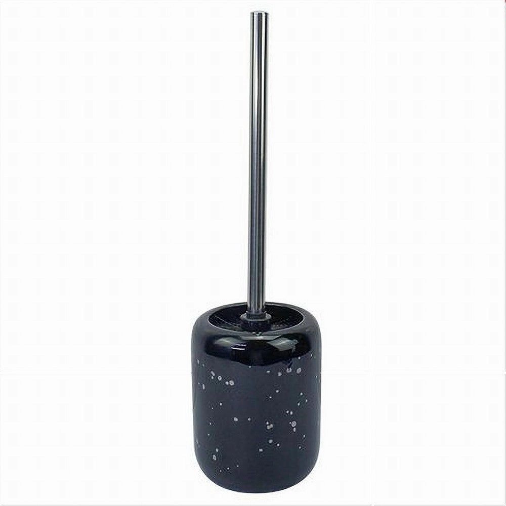 Trade Shop - Porta Scopino Con Scopettino Per Wc Nero Macchiato Argento Accessori Bagno 59933 -