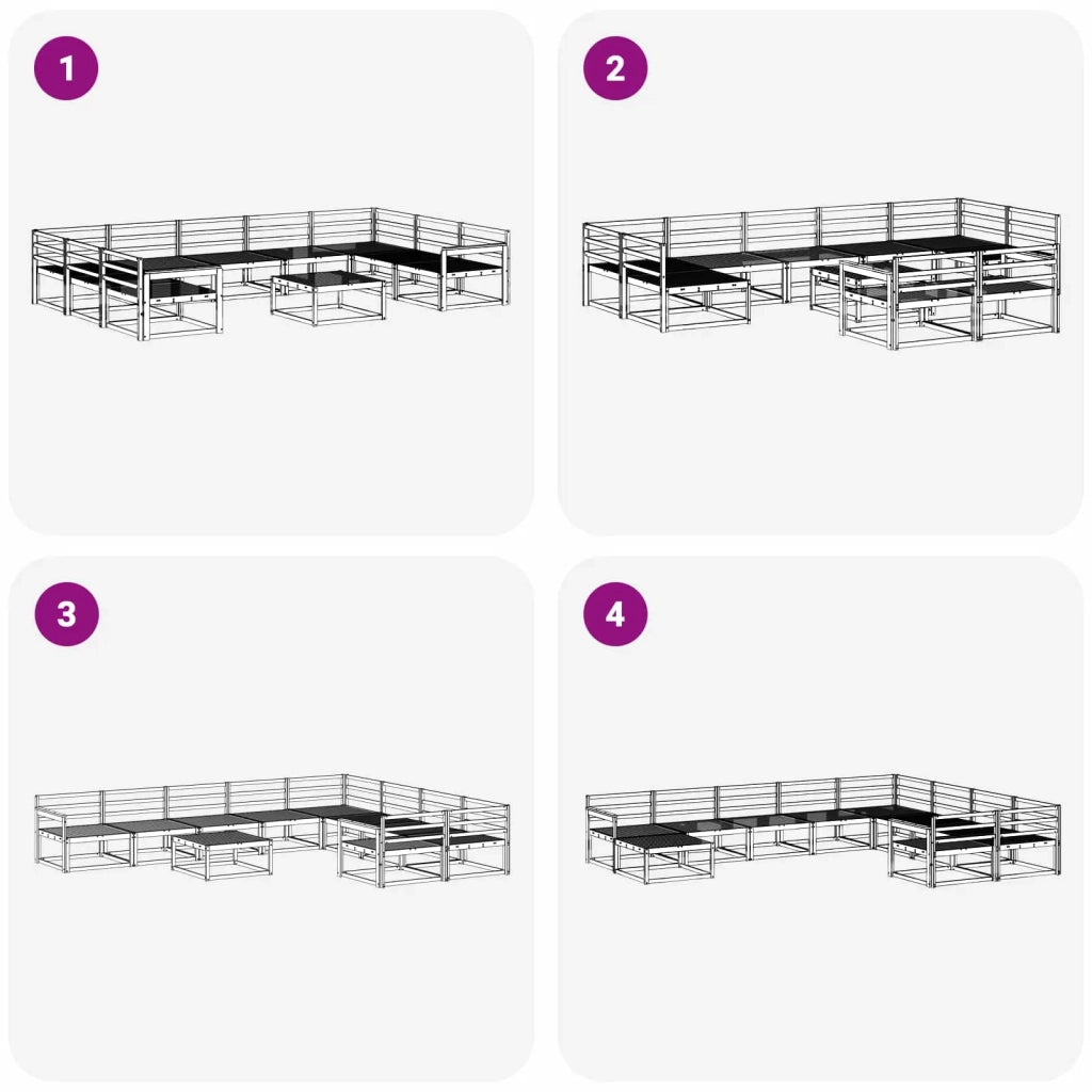 Set di divani da esterno 10 pcs Bianco Legno di Acacia Massello 3387058