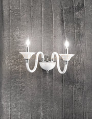 APPLIQUE TEBE 2 LUCI BIANCO E CROMO ATTACCO E14 L.35CM