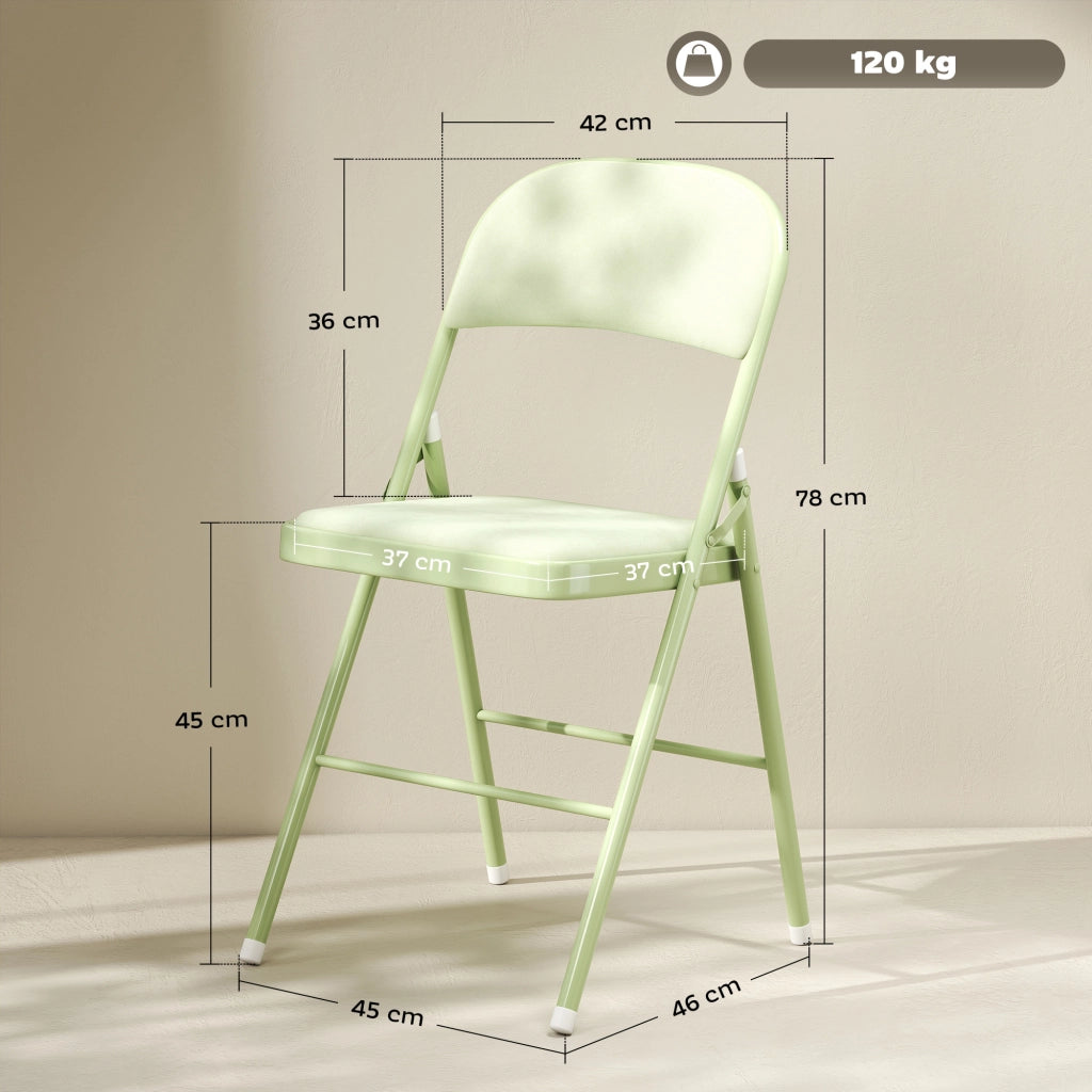 Sedia da Pranzo Pieghevole con Schienale Imbottito ¨C ZephMum ¨C Verde Velluto, Struttura in Metallo