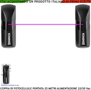 Coppia Fotocellula Pupilla Blocco Cancello Elettrico Sicurezza Benincà Passaggio Portata 25 Metri Lineari Montaggio a Parete o Palina Alimentazione 24/30 Vac