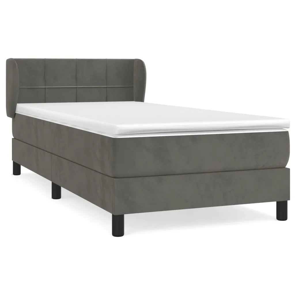 Giroletto a Molle con Materasso-Struttura Letto Grigio Scuro 90x200 cm Velluto 721447