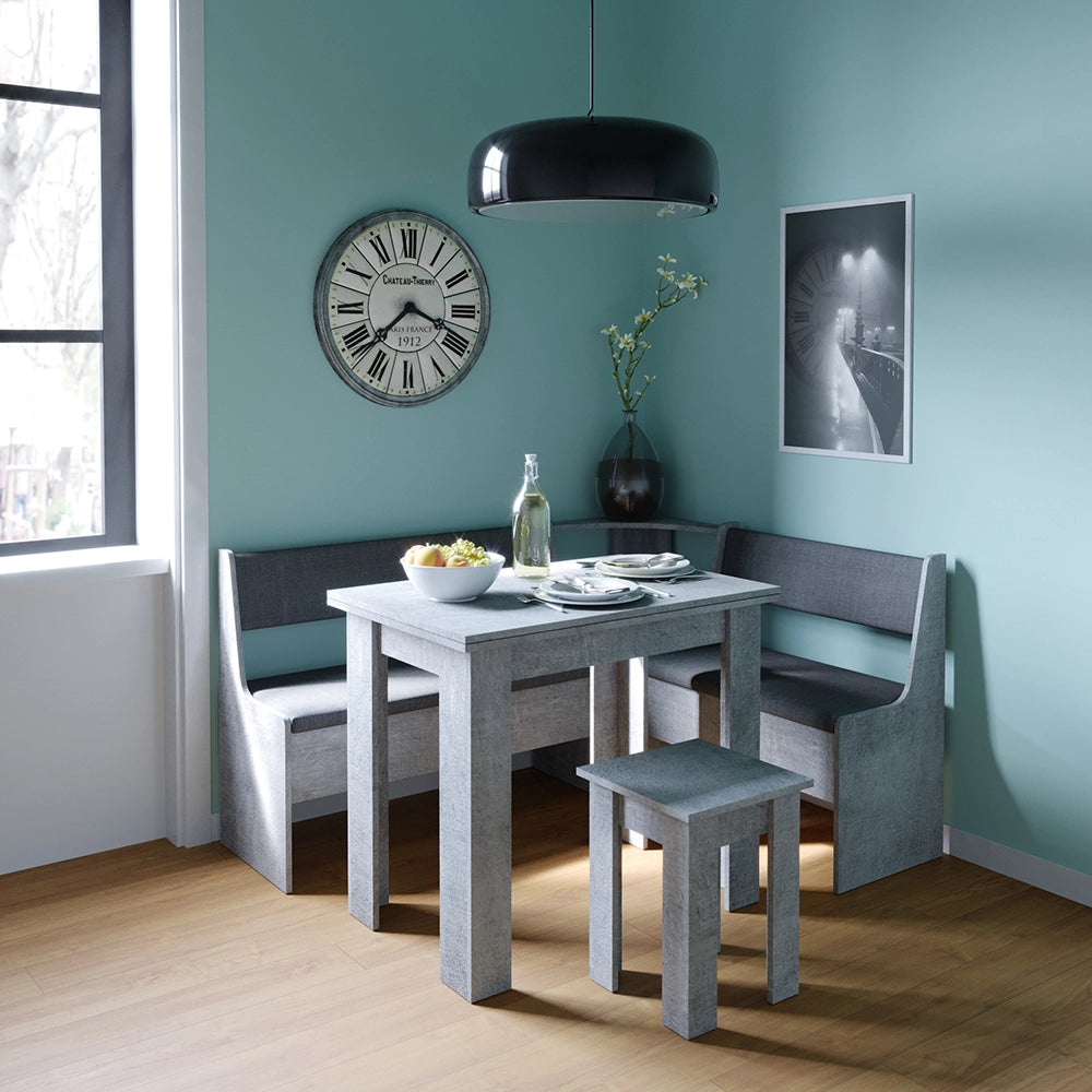 Gruppo panca ad angolo Roman Calcestruzzo 150 x 120 cm con tavolo Vicco