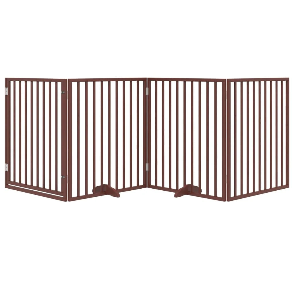 Cancelletto di sicurezza per cani con porta in legno di pioppo marrone a 4 pannelli 02_0023300