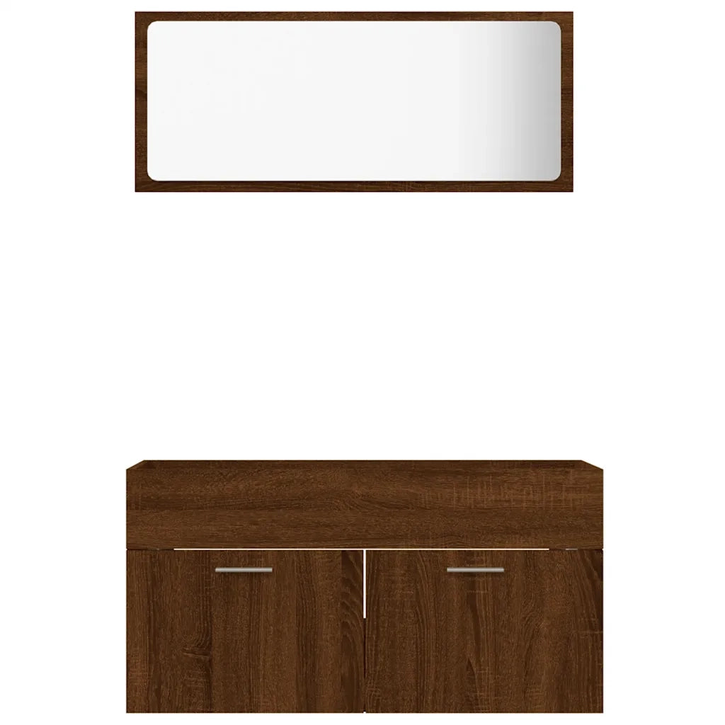 Set Mobili da Bagno | Armadio da bagno 2 pz Rovere Marrone in Legno Multistrato