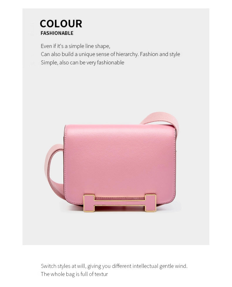 Borsa da donna in vera pelle, borsa a tracolla, piccola, quadrata, rosa