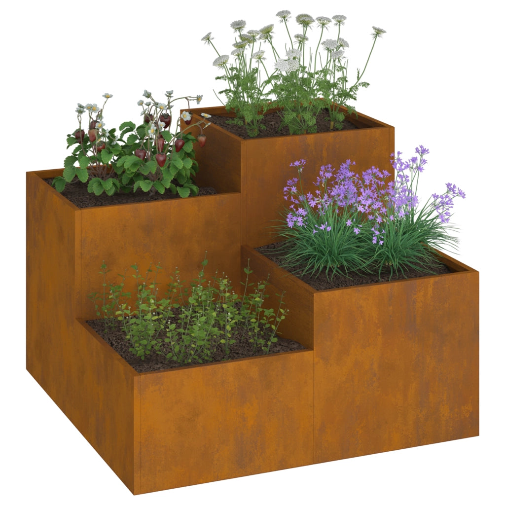 Fioriera da Giardino 100x100x60 cm in Acciaio Invecchiato