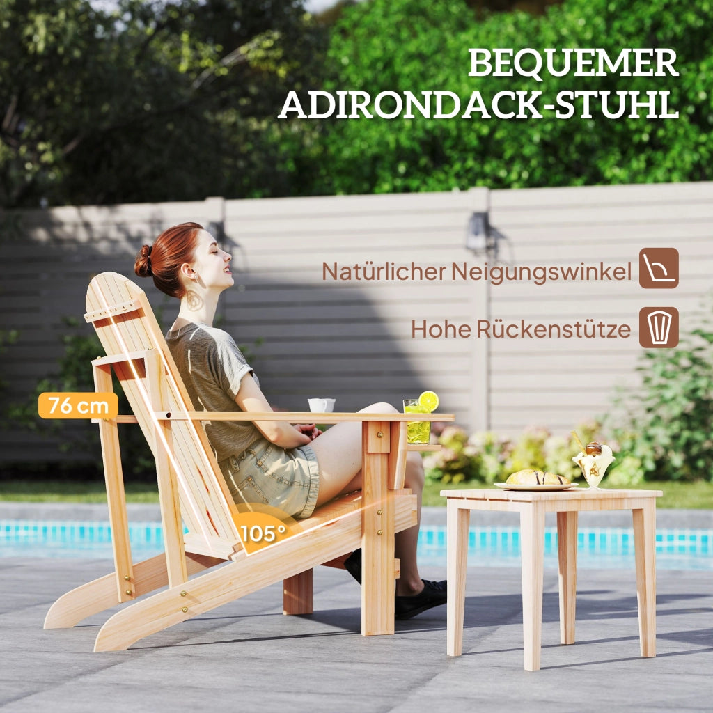 Poltrona da giardino Adirondack con portabicchieri ¨C zephmum ¨C legno massello 72x95x93 cm