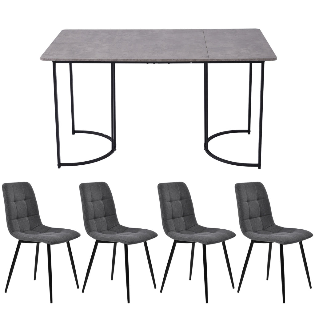 Set tavolo e sedie 140x80 cm; stile moderno; MDF; grigio