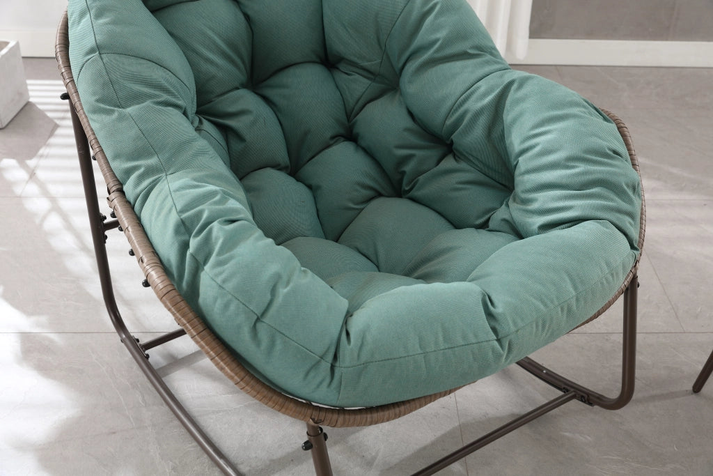 Poltrona a dondolo da esterno oversize - con cuscino spesso e struttura stabile - verde