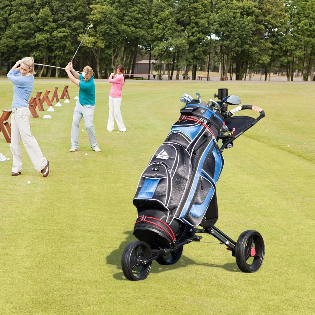 Carrello da golf pieghevole con 3 ruote, portaombrelli e porta bicchiere Nero-Golf