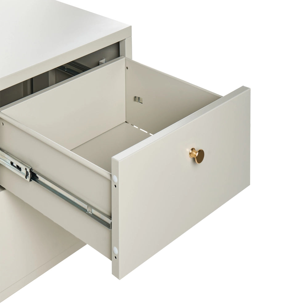 Comodino industriale moderno in acciaio 2 cassetti beige Design Industriale 2 Cassetti Camera da Letto Mobili Contenitori