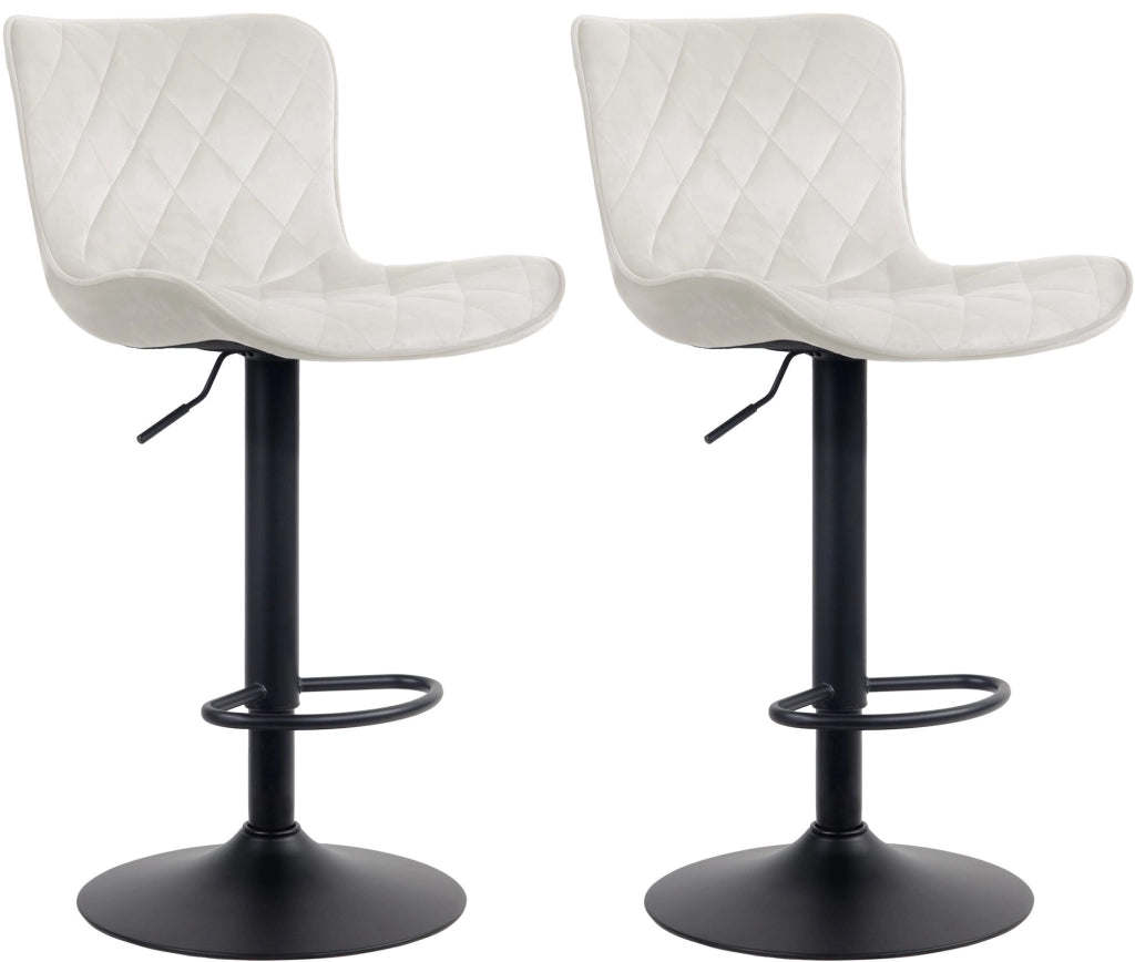 Sgabello Emma Bar Set di 2 crema,Velluto