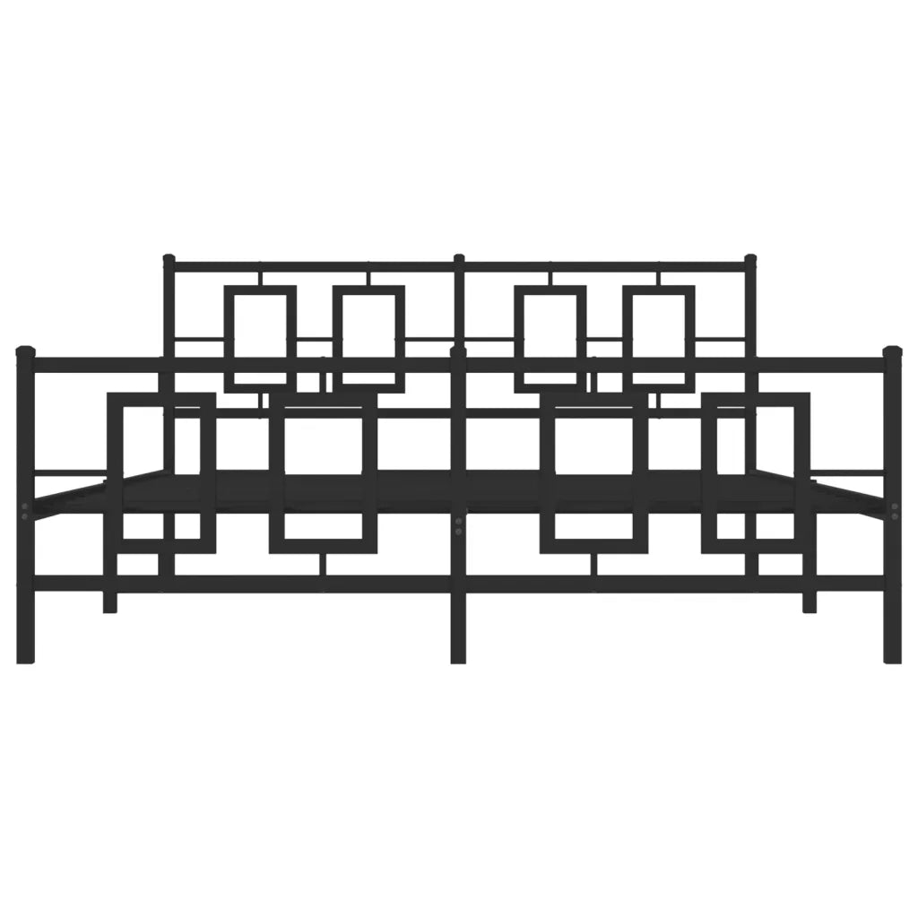 Giroletto con Testiera e Pediera Metallo Nero 150x200 cm 374261