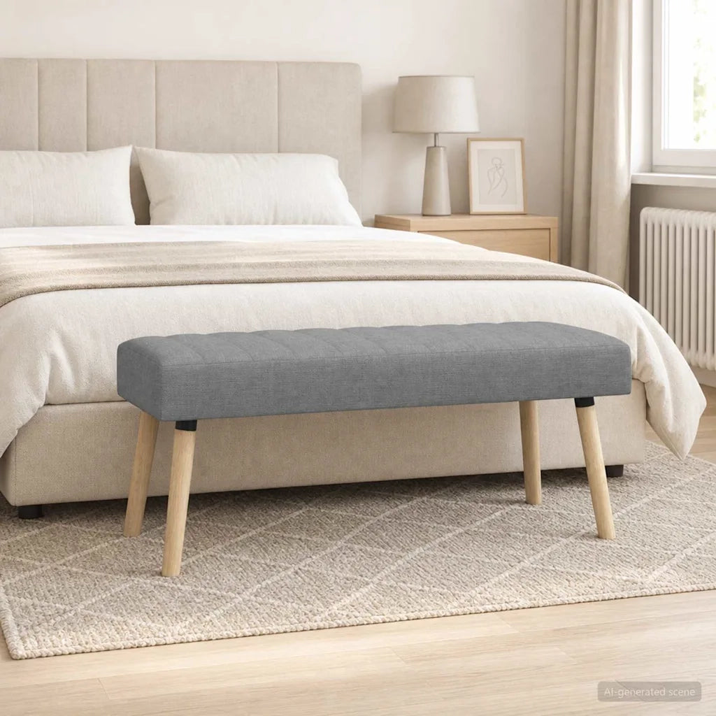 Panchina trapuntata a canale Grigio Chiaro 110 x 40 x 46 cm 42038487