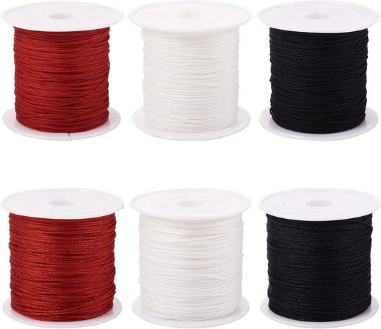 Corda in Nylon 6 Rolli - 0.6Mm/0.8Mm - Corda Cinese a Knop - Filo di Perle - Articoli per Macramè - Bracciale/Kettling in Tessuto a Corda