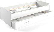 Letto per bambini Enzo, Bianco, 90x200 cm, estendibile su entrambi i lati come letto aggiuntivo per adolescenti