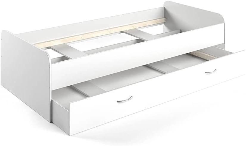 Letto per bambini Enzo, Bianco, 90x200 cm, estendibile su entrambi i lati come letto aggiuntivo per adolescenti
