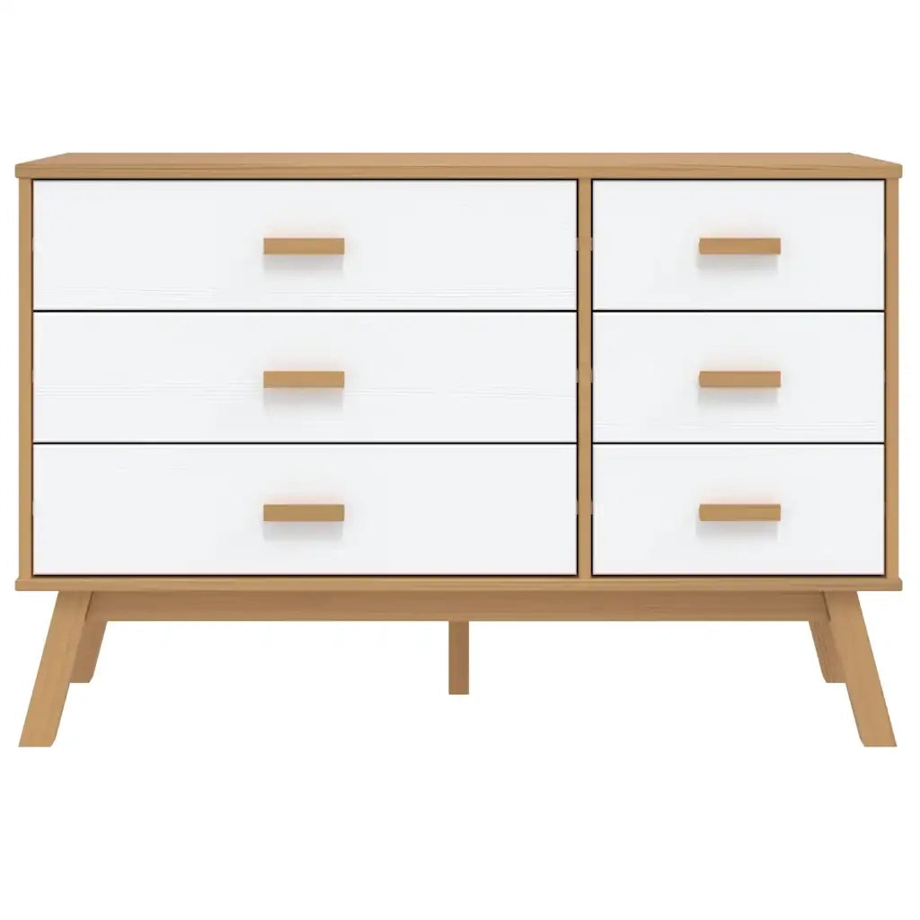 Cassettiera in stile scandinavo 111 x 42 x 73,5 cm ampio spazio contenitivo finitura opaca in legno di pino bianco 02_0047359
