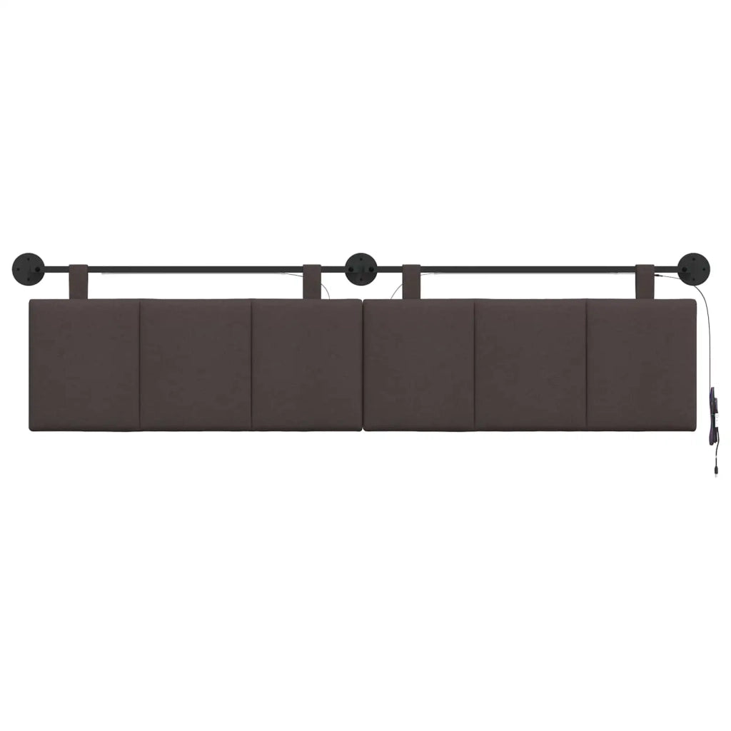 Testiera sospesa Con luce LED Marrone Scuro Tessuto 3424832