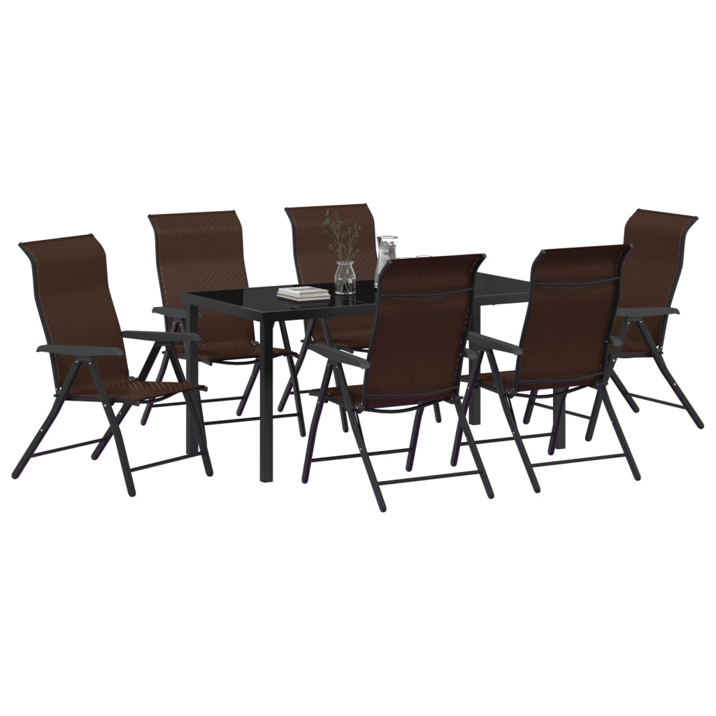 Set da Giardino 7 Pezzi Marrone Polyrattan