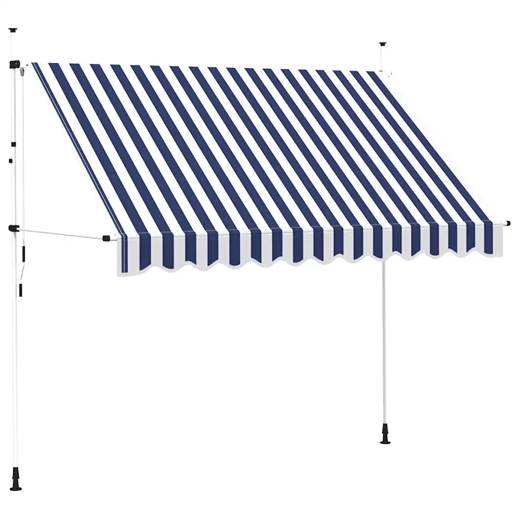 Tenda da Sole Retrattile Manuale 300 cm a Strisce Blu e Bianche 43222