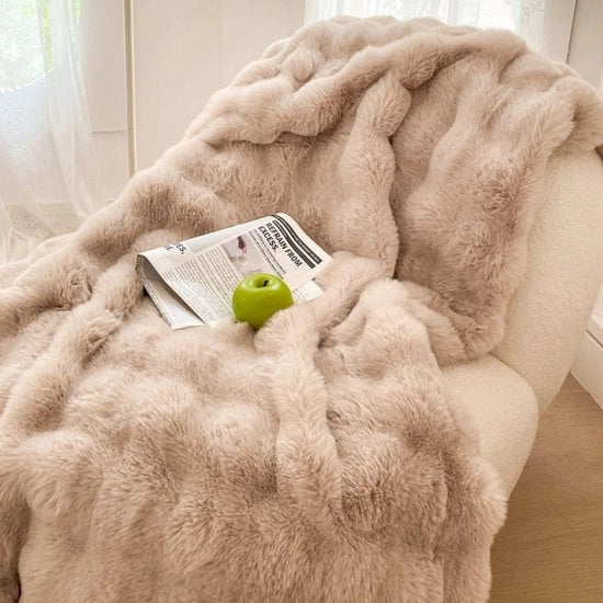 Piumone Sherpa 130x150cm Beige - Deken di Piuma Calda, Piumone soffice e spesso, Piumone per salotto, Piumone per letto, Piumone a doppia faccia