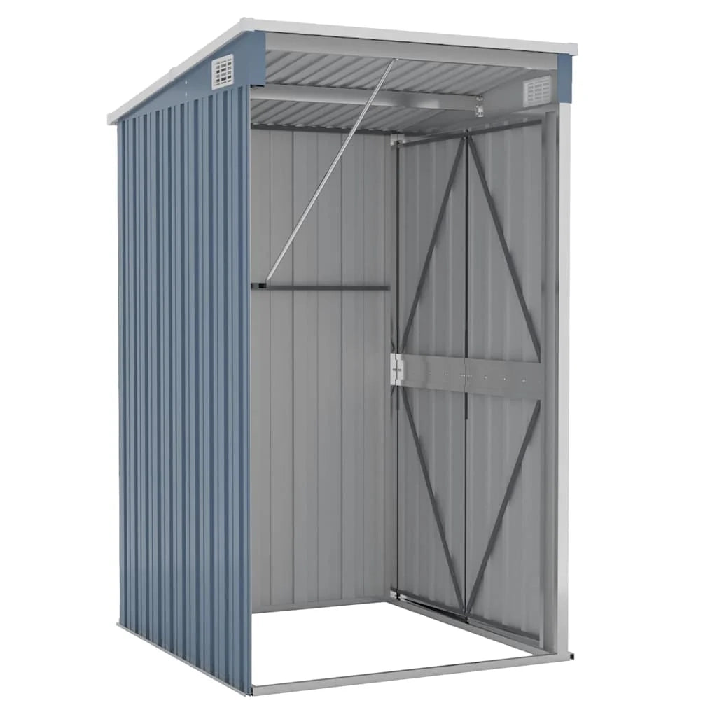 Casetta da giardino a parete 118 x 100 x 178 cm acciaio zincato grigio 02_0044056