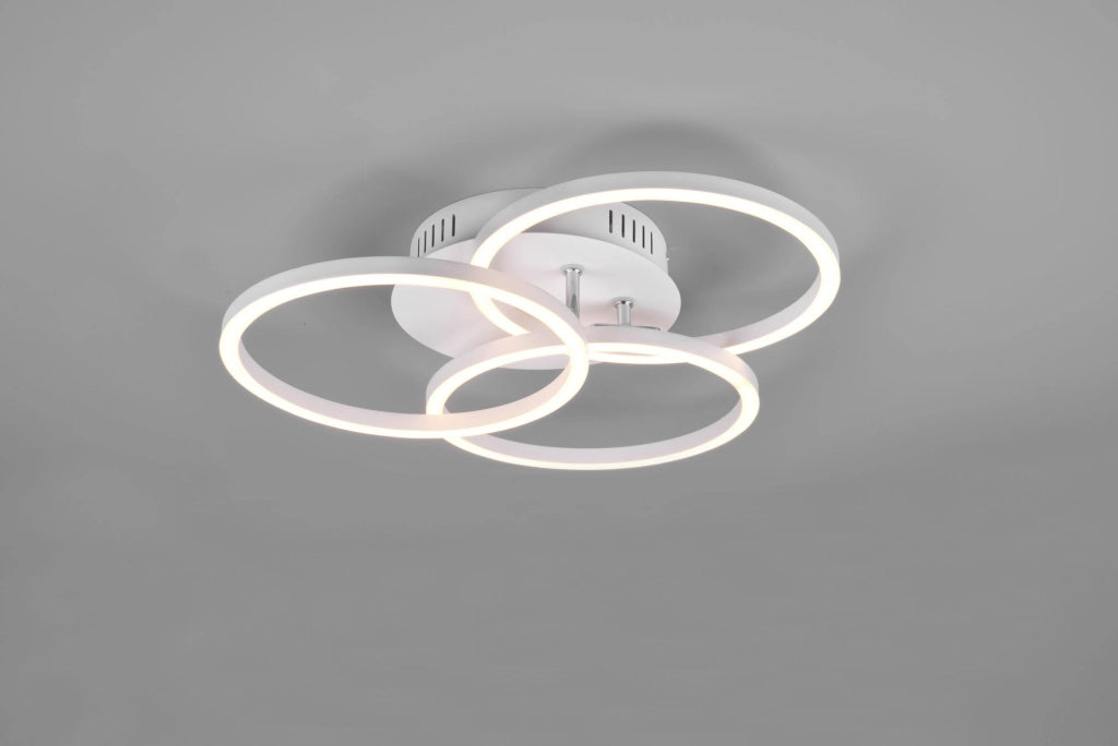 CIRCLE PLAFONIERA LED  27W 3200lm, 2700 - 6000K  BIANCA 3 CERCHI ORIENTABILI CON TELECOMANDO MULTIFUNZIONE L. 43,5CM DIMMERABILE