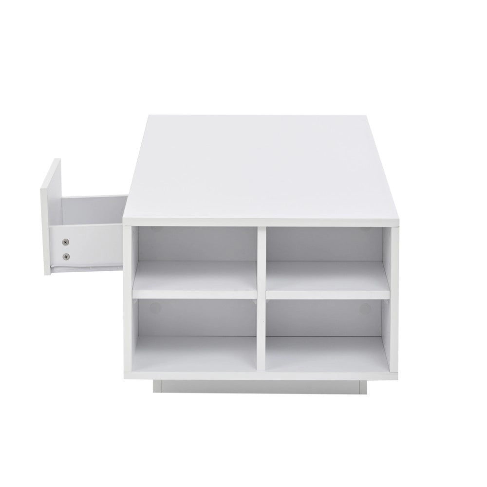 Tavolino da Caff¨¨ con Cassetto e LED ¨C MINIMAL ¨C Bianco Lucido, 100x50x36