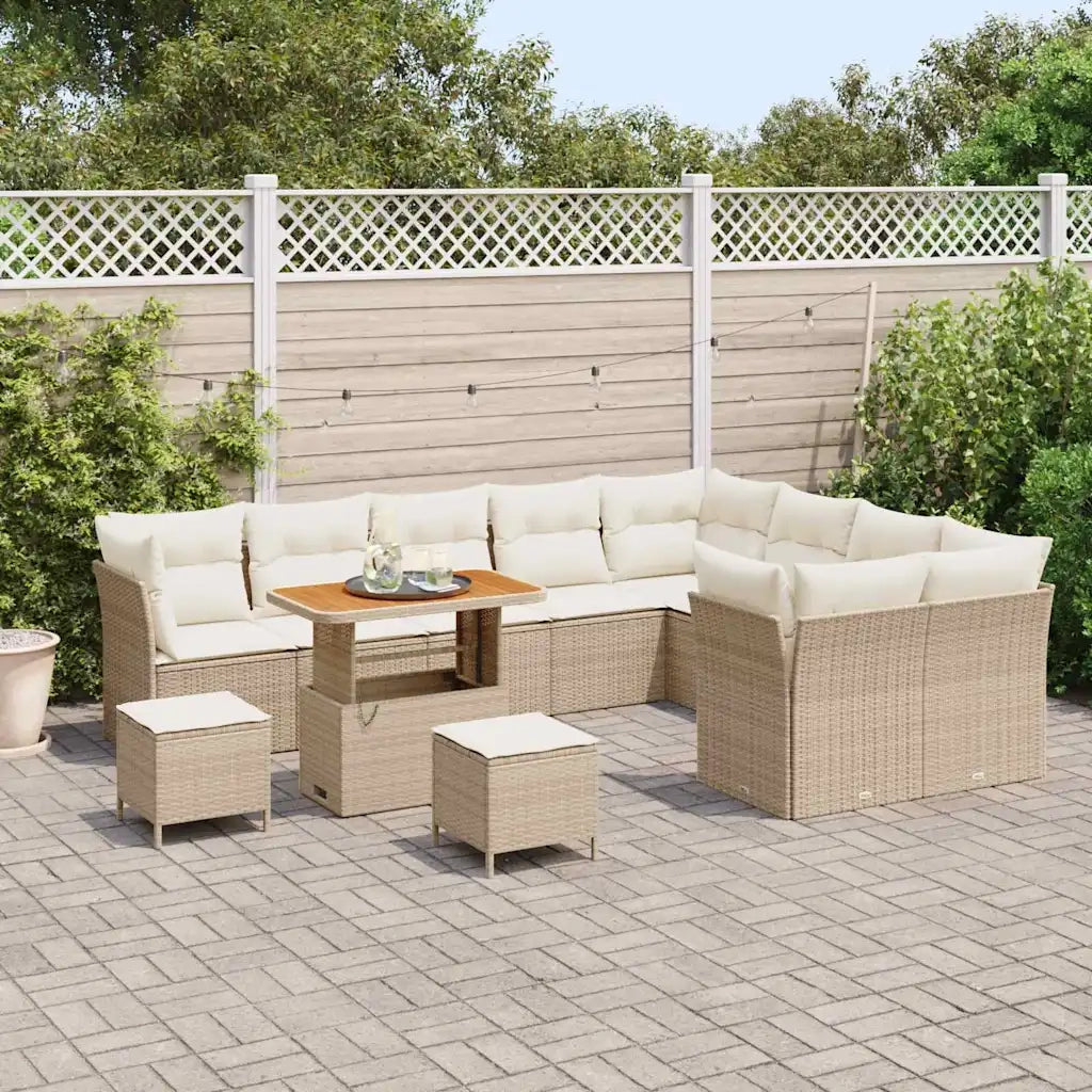 Set Divano da Giardino 12 pcs Beige polyrattan