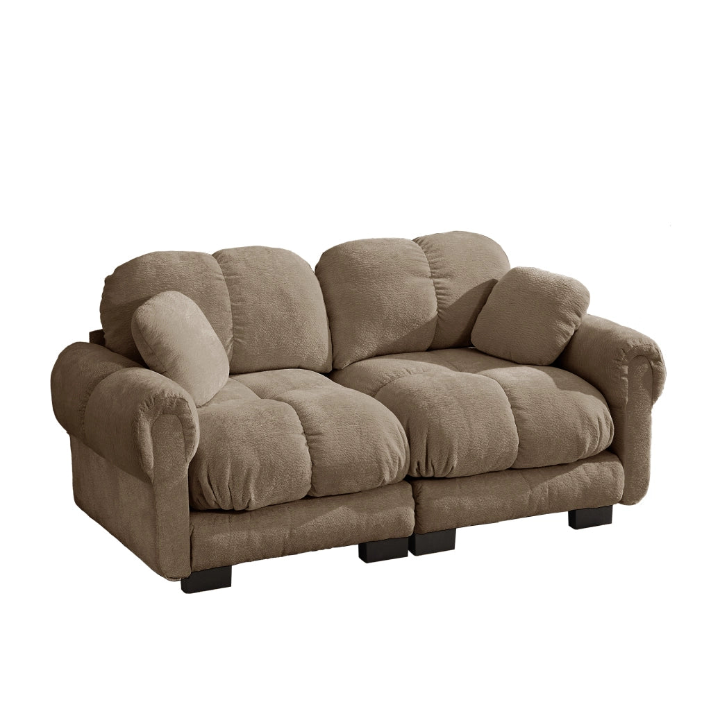 Divano 2 posti 190x86x90 cm marrone in chenille - cuscino mobile