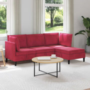 Set di mobili per il soggiorno 4 pcs Rosso Vino Velluto
