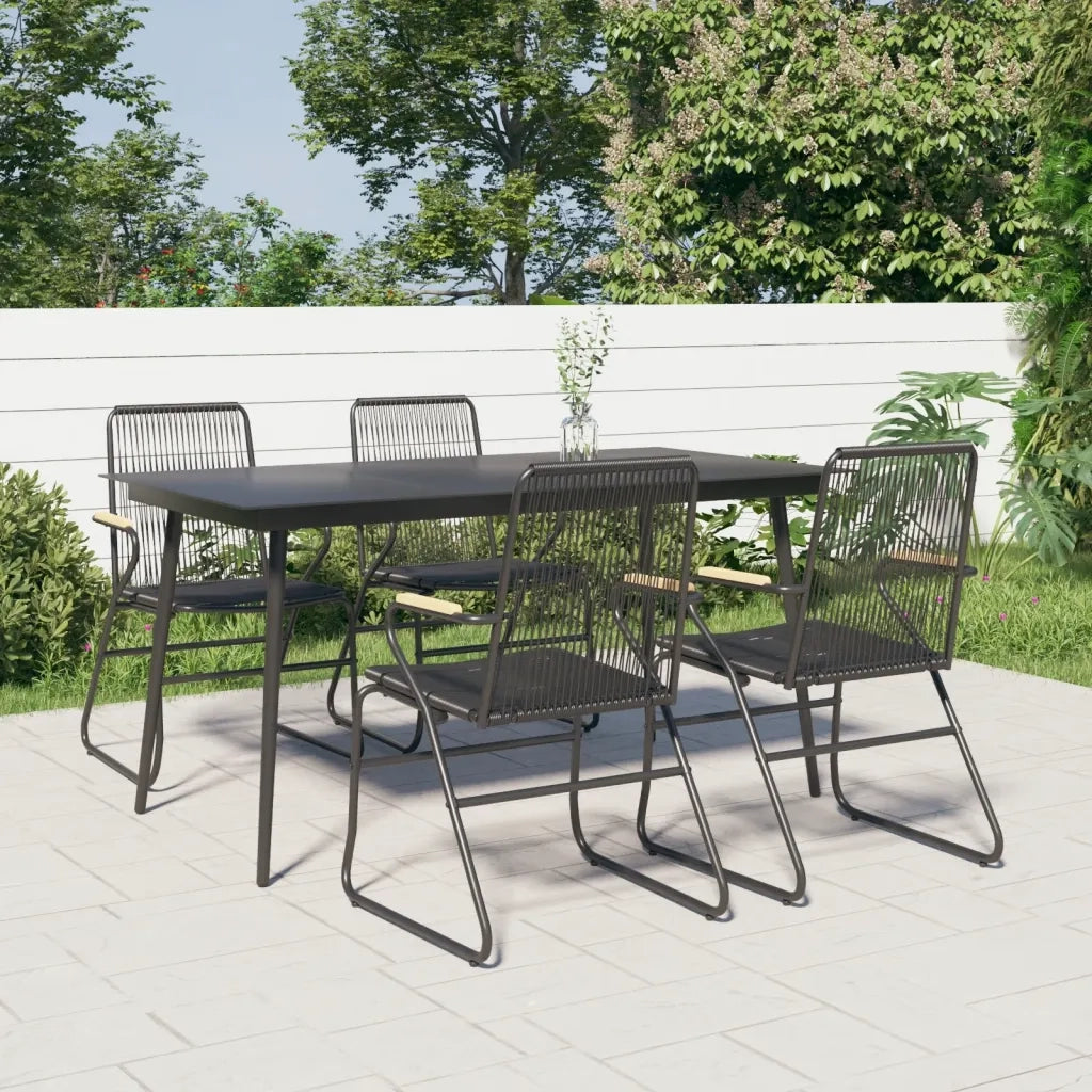 Set da Pranzo da Giardino 5 pz Nero in Rattan PVCcod mxl 72477