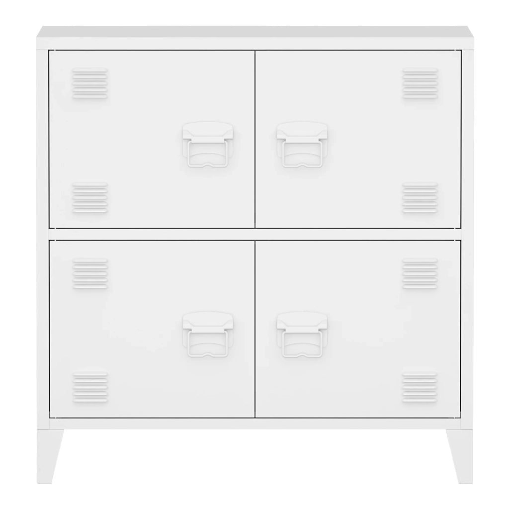 Mobiletto per ufficio mobile contenitore per soggiorno ufficio camera da letto officina metallo 4 ante acciaio 82 x 80 x 40 cm bianco 03_0006326