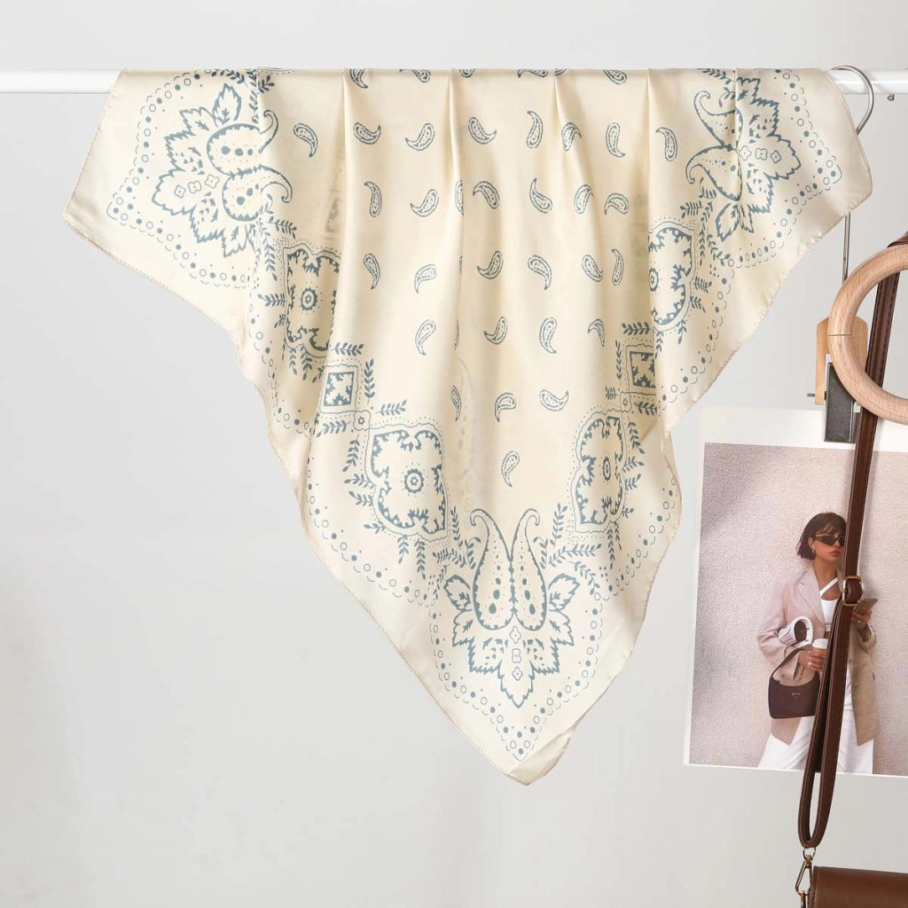 Sciarpa da donna in seta verde stampata, stile coreano, alla moda e versatile, sciarpa/fascia per il collo decorativa.